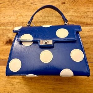 Melie Bianco Maisel Faux Leather Polka Dot Bag - Blue - NWOT